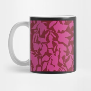 Birch leaves fuchsia on red, seamless pattern Mug